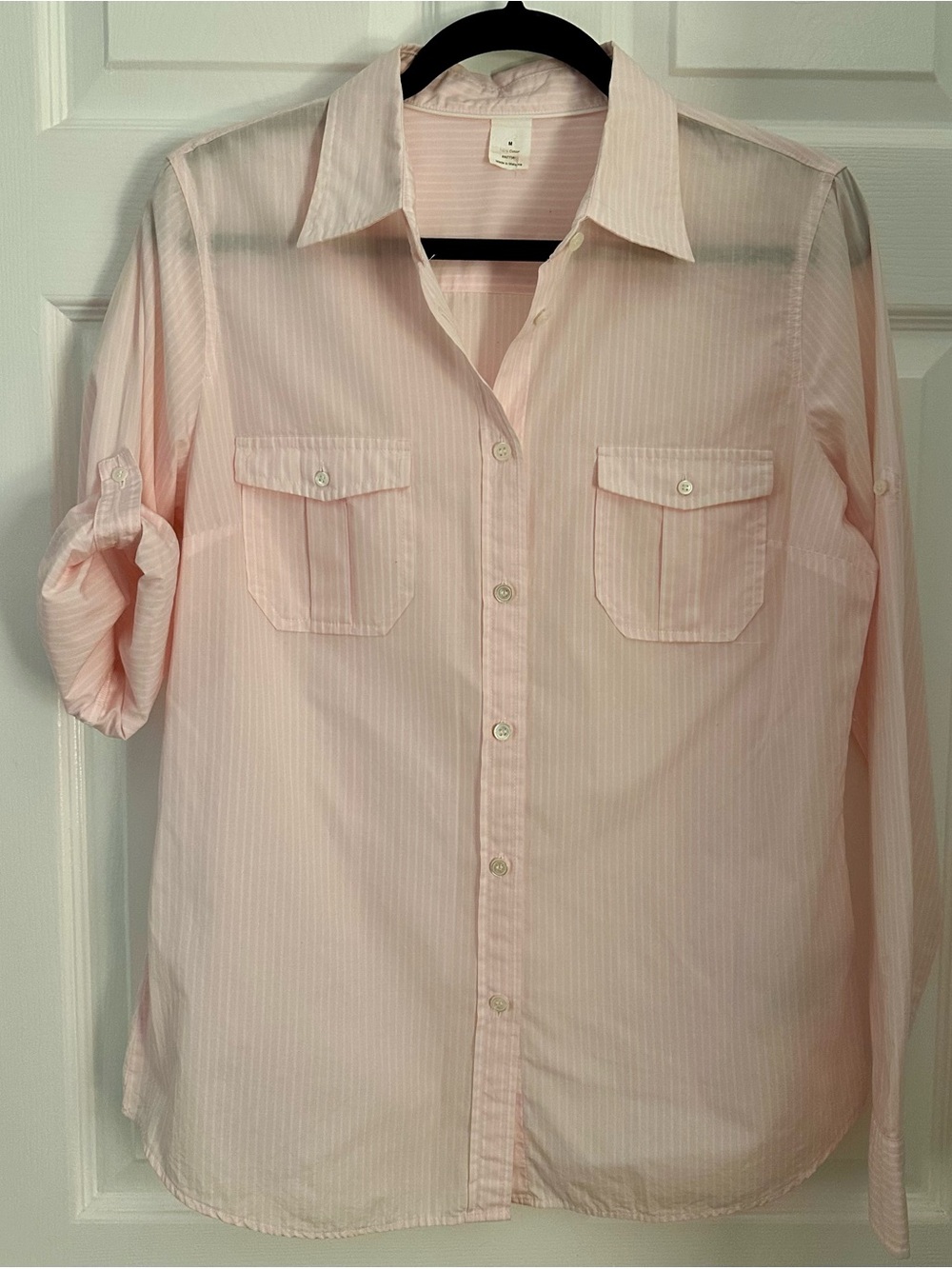 J.Crew button front pinstripe blouse